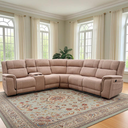 Hanna Electric Recliner Corner Sofa Grey Micro Fabric