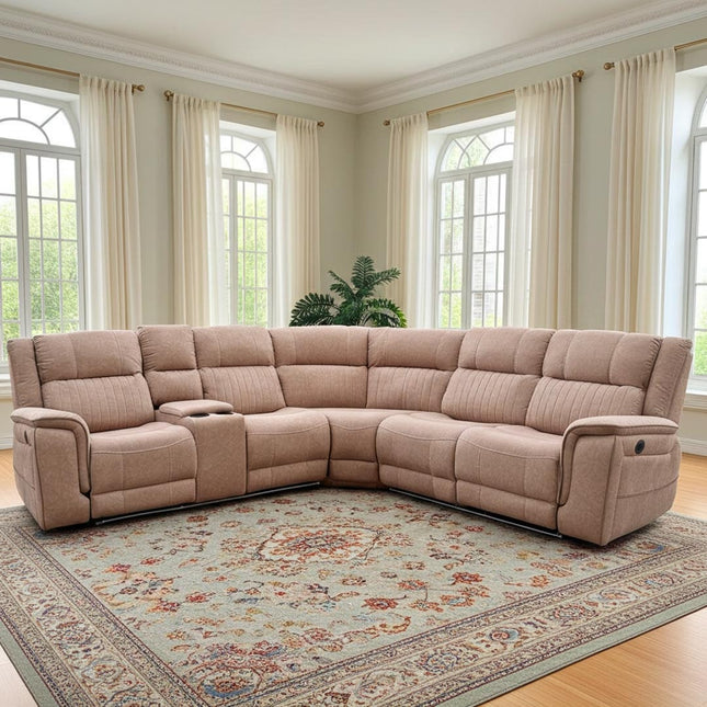 Hanna Electric Recliner Corner Sofa Grey Micro Fabric