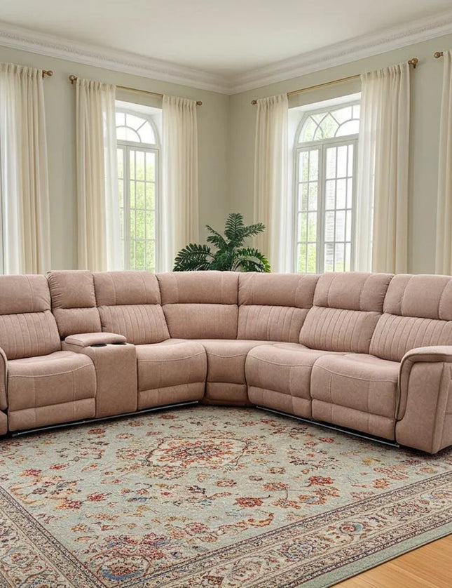 Hanna Electric Recliner Corner Sofa Grey Micro Fabric