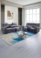 Hanna 3+2 Electric Recliner Sofa Set in Grey Micro Fabric