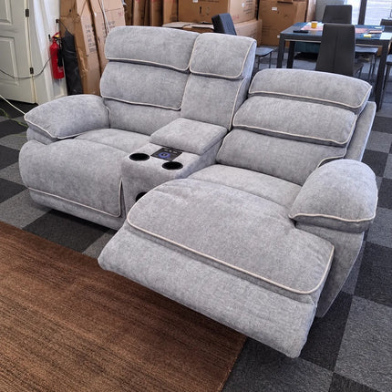 Lakeland Beige & Grey Fabric Electric Recliner 3+2 Seater Sofa Set with Bluetooth Connectivity, LED Lighting, Storage Console & Power Reclining Seats