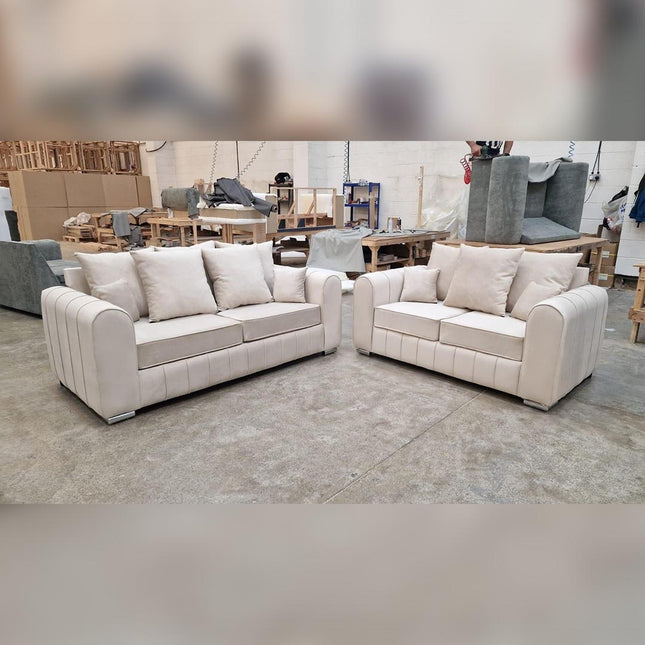 Lily Sofa 3+2 Seater Cream ( Scatter/Full Back) furniture direct online Uk