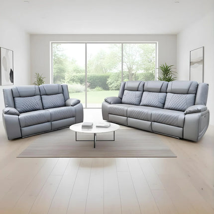 Lisbon Leather Electric Recliner Sofa 3+2 Seater – USB Ports, C-Type Port, LED Lights, Wireless Charging & Cup Holders