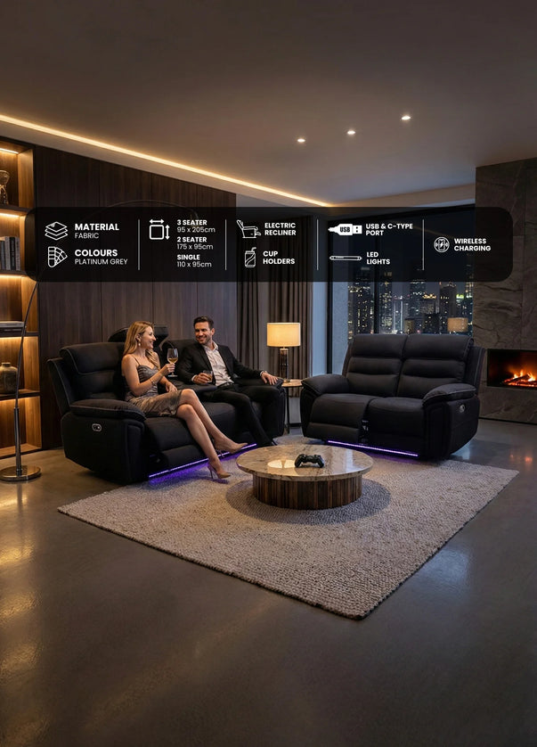 Milano Electric Recliner - Fabric Sofas 3+2 Seater