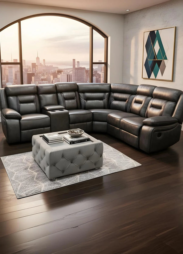 Nova Electric Recliner Leather Corner Sofa