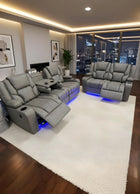Orlando 3+2 Electric Recliner Sofa Set Grey Aire Leather 
