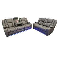 Orlando Electric Recliners 3+2 Seater Leather Sofa (Black, Grey,Brown) /LED LIGHTS/WIRELESS CHARGER