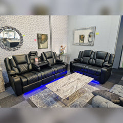 Orlando Electric Recliners 3+2 Seater Leather Sofa (Black, Grey,) /LED LIGHTS/WIRELESS CHARGER