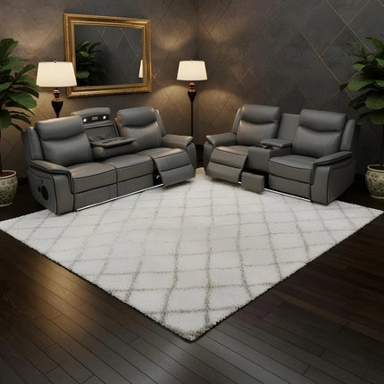 Parada Leather Electric Recliner Sofa 3+2 Seater-Bluetooth/USB/C-Type/Led/Cooling-Heating Cup Holders