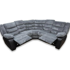 Rio Cord Fabric Recliner Corner Sofa Grey