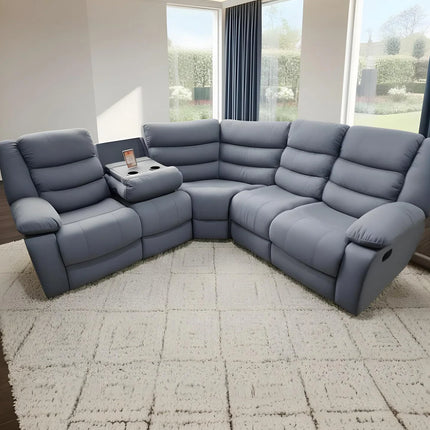 Sorrentino Recliner Sofa Set 3+2 in Grey Chenille Fabric