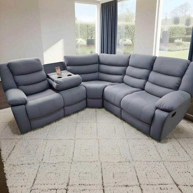 Sorrentino Recliner Sofa Set 3+2 in Grey Chenille Fabric