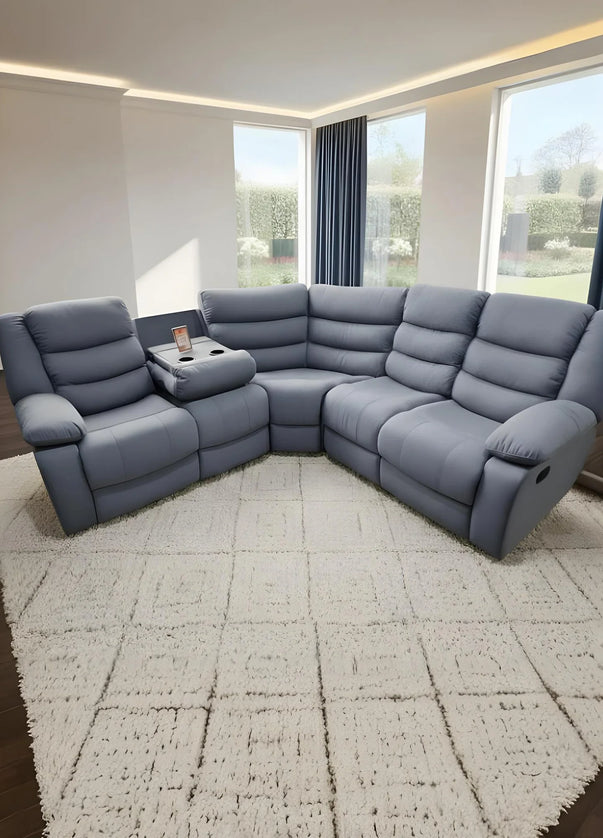 Sorrentino Recliner Sofa Set 3+2 in Grey Chenille Fabric