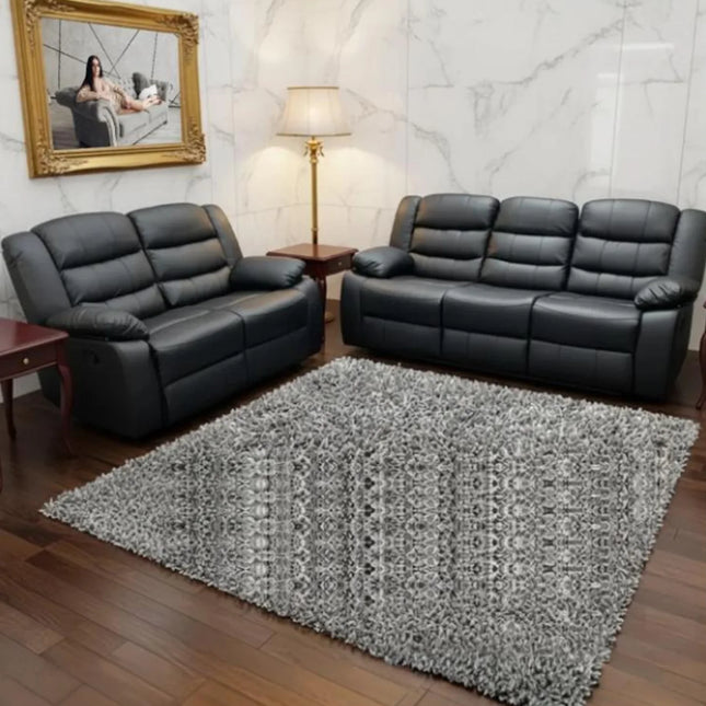 Roma Recliner 3+2 Seater Sofa Set Grey Faux Leather
