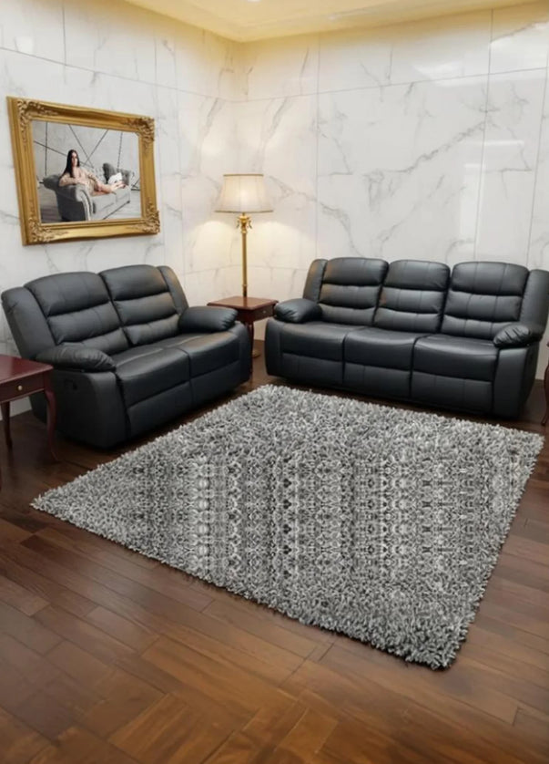 Roma Recliner 3+2 Seater Sofa Set Grey Faux Leather