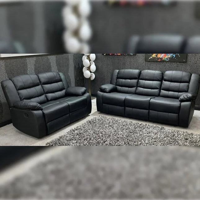 Roma Recliner 3+2 Seater Sofa Set Grey Faux Leather