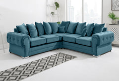 VERONA SCATTER BACK MULTI COLORS CORNER SOFA PLUSH VELVET