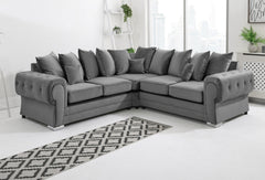 VERONA SCATTER BACK MULTI COLORS CORNER SOFA PLUSH VELVET