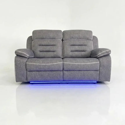 Hafsa Music 3 + 2 Elec Recliners. Grey OTE Fabric Set , USB, LED, Bluetooth