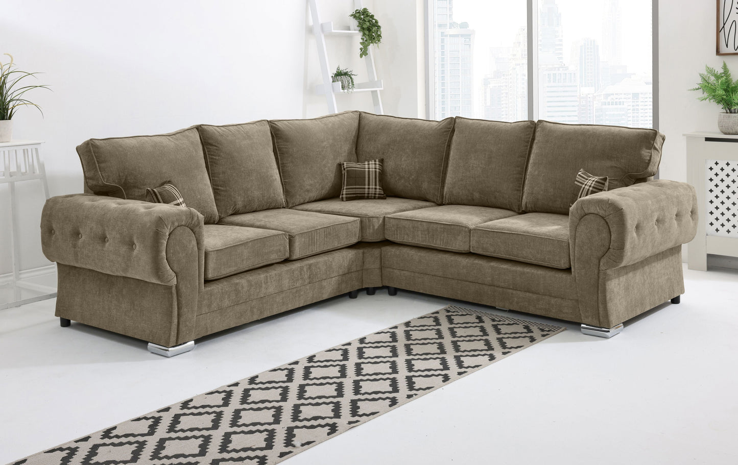 VERONA FULL BACK CORNER SOFA TAUPE