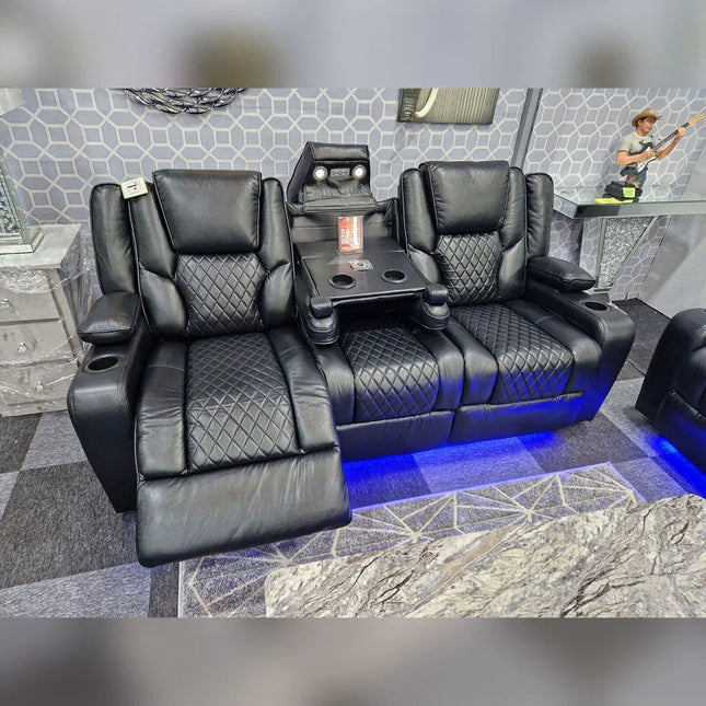 Orlando Black Electric Recliner Sofa Set 3+2