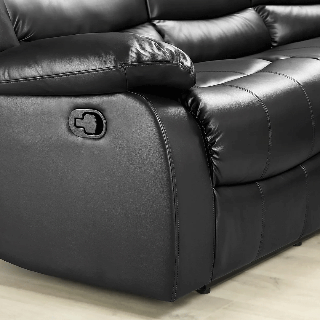 Roma Leather Recliner Corner Sofa Black