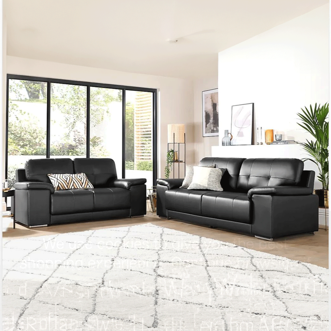 Kansas Leather Sofa Black - Envogue Furniture