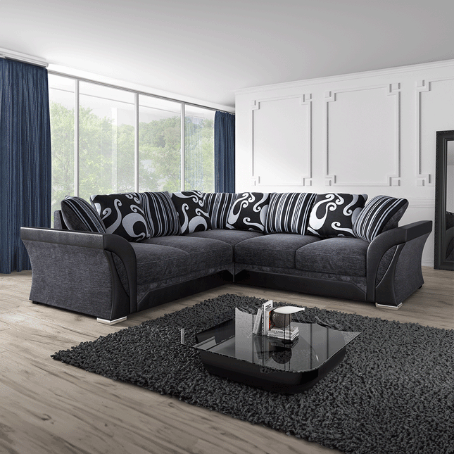 Shannon Corner Sofa Black And Grey - Envogue Furniture