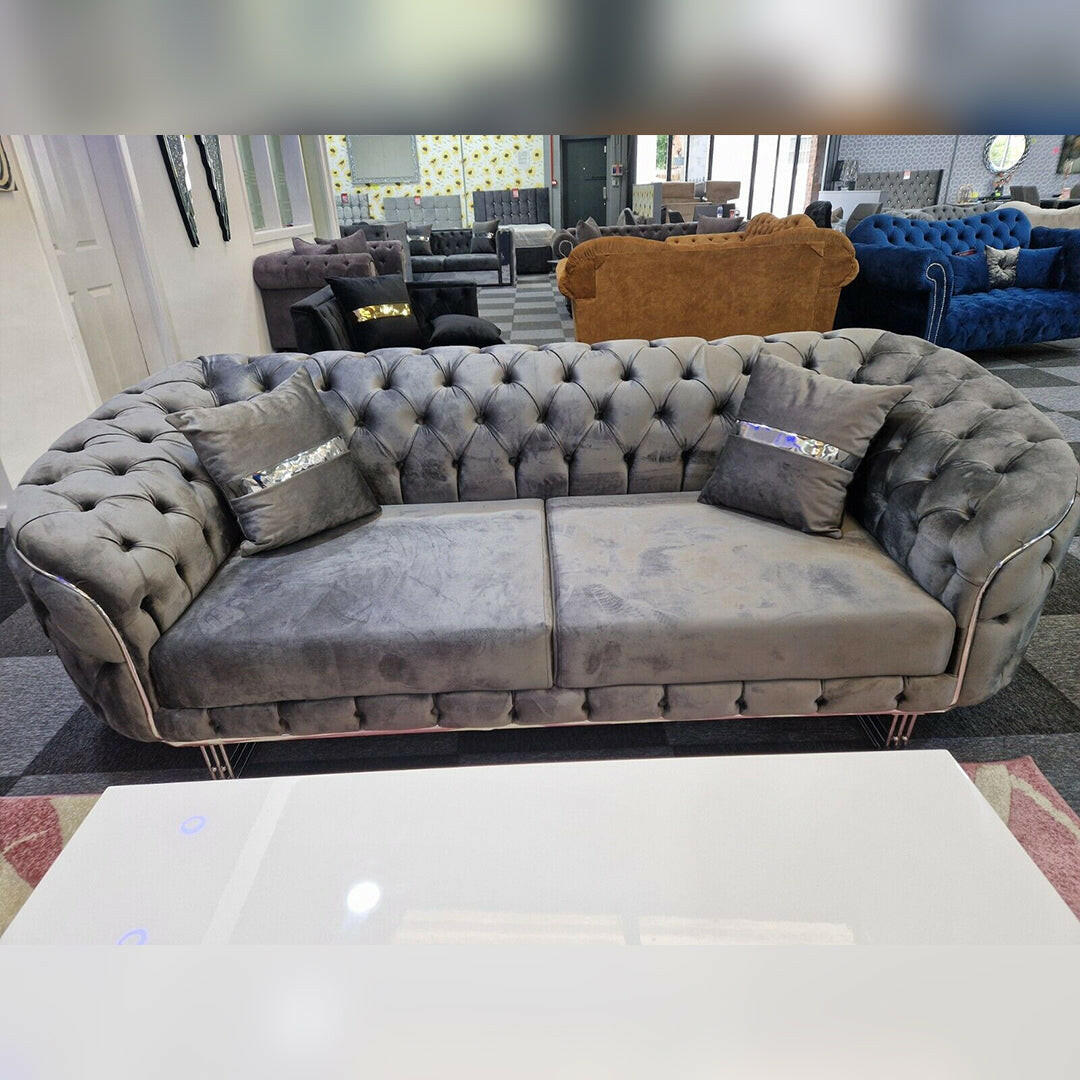 Madrid Chesterfield Sofa 3+2 GREY - Envogue Furniture