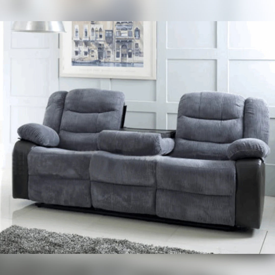 Rio Cord Fabric Recliner 3+2 Seater Sofa Grey