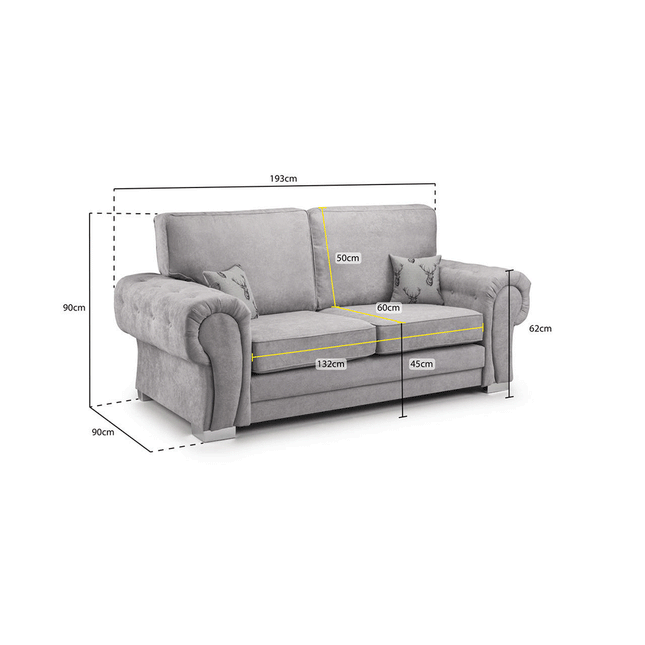 VERONA FULL BACK 3 SEATER SOFA - Envogue Furniture