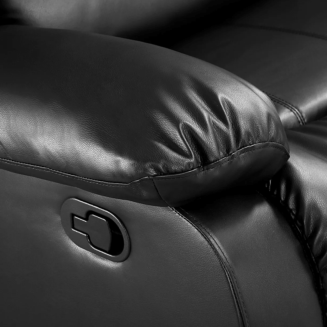 Roma Leather Recliner Corner Sofa Black