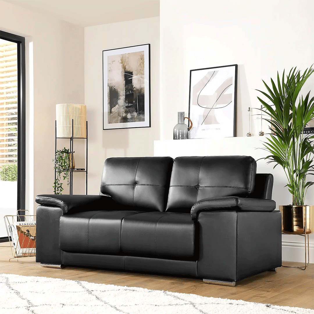 Kansas Leather Sofa Black - Envogue Furniture