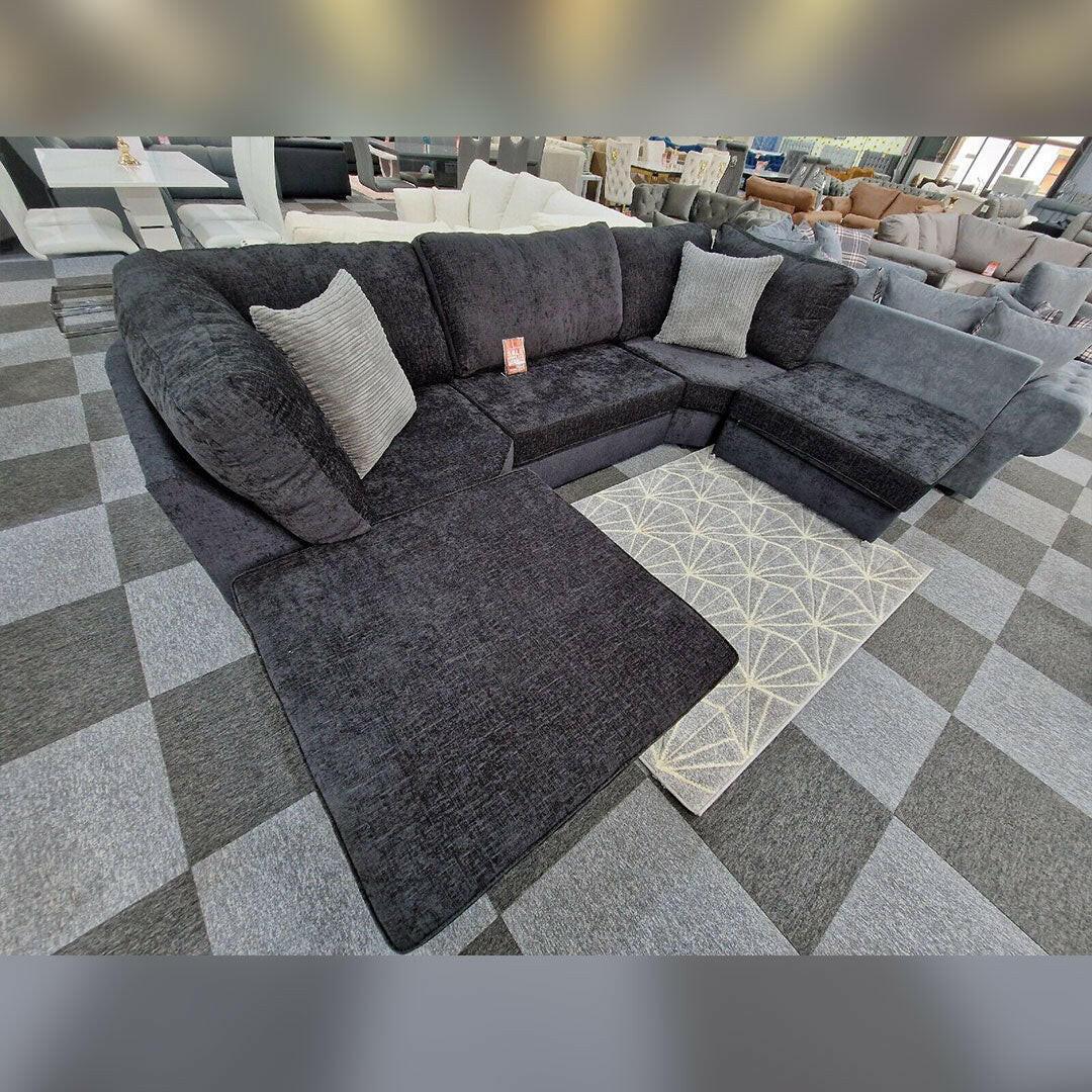 Bishop U Shape Sofa High Back In Black And Cream Colour – Envogue Furniture