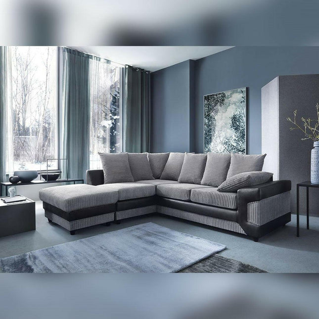 Dino Corner Sofa Grey and Black - Envogue Furniture