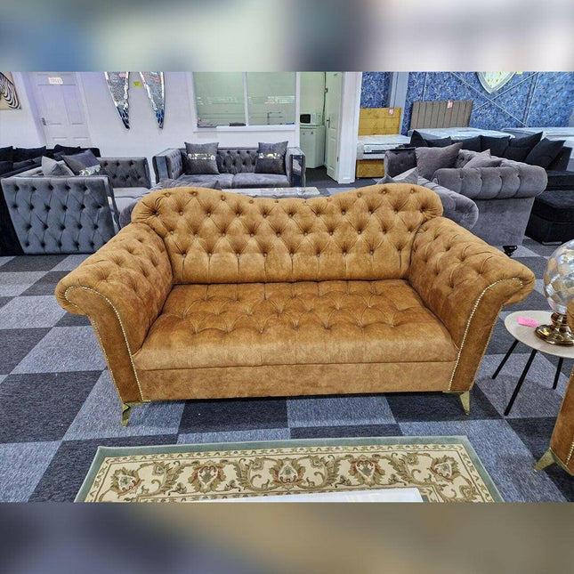 Elegance Chesterfield Sofa 3+2 GOLD - Envogue Furniture