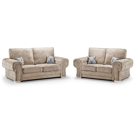 VERONA FULL BACK SOFA 3+2 SEATER MINK - Envogue Furniture