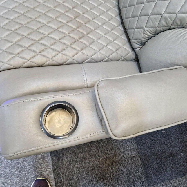 Orlando Electric Recliners 3+2 Seater Leather Sofa (Black, Grey) /LED LIGHTS/WIRELESS CHARGER - Envogue Furniture