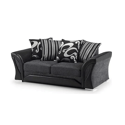3+2 SHANNON FARROW LARGE SOFA CHENILLE FABRIC GREY BLACK/BROWN BEIGE (GREY BLACK). Fire resistant as per British Standards, foam filled seats for comfort. MNS (MY NEW SOFA) LTD
