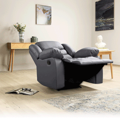 Roma Leather Recliner Sofa Arm Chair Grey