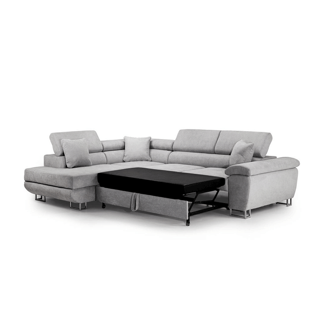 Anton Sofa bed Corner Sofa Bed With Storage Box Grey - Envogue Furniture