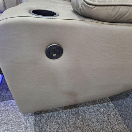 Orlando Electric Recliners 3+2 Seater Leather Sofa (Black, Grey) /LED LIGHTS/WIRELESS CHARGER - Envogue Furniture