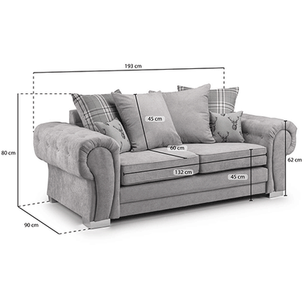 VERONA SCATTER BACK 3 SEATER SOFA - Envogue Furniture