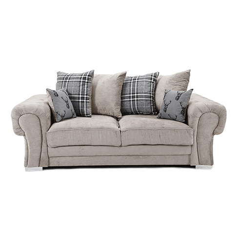 VERONA SCATTER BACK 3 SEATER SOFA MINK - Envogue Furniture