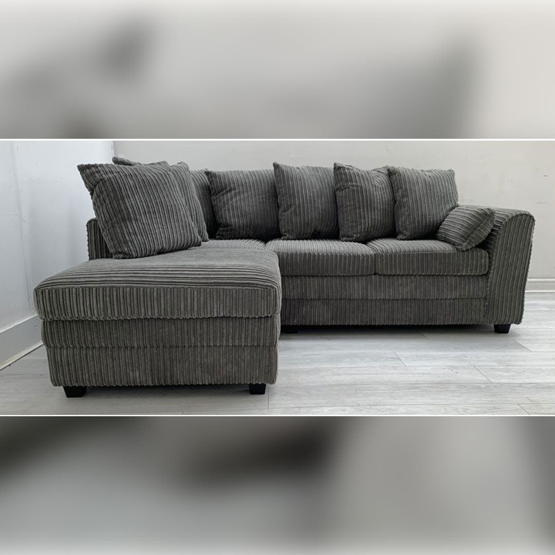Dylan Jumbo Cord Corner Sofa Grey
