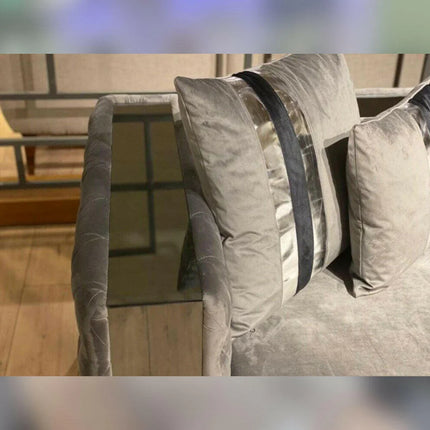 Valentino Chesterfield Glass Sofa 3+2 Seater Grey - Envogue Furniture