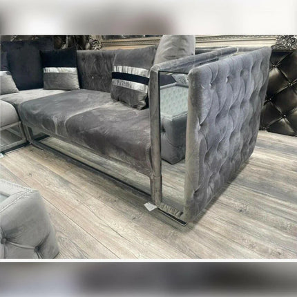 Valentino Chesterfield Corner Sofa Grey - Envogue Furniture