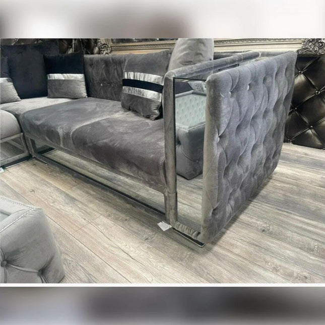 Valentino Chesterfield Corner Sofa Grey - Envogue Furniture