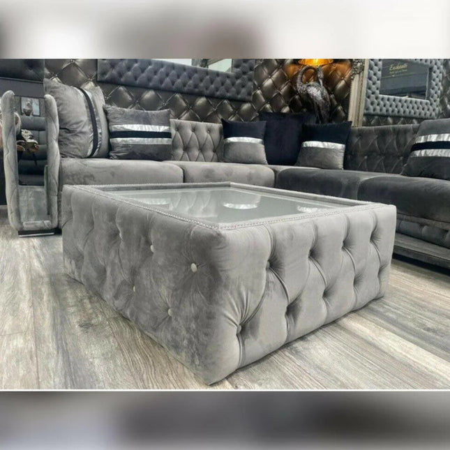 Valentino Chesterfield Corner Sofa Grey - Envogue Furniture