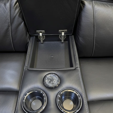 Parada Leather Electric Recliner Sofa 3+2 Seater-Bluetooth/USB/C-Type/Led/Cooling Cup Holders - Buy Online UK